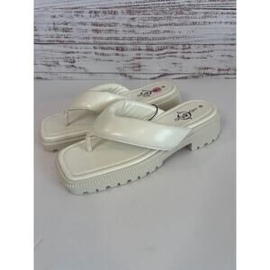 Soul Mates Womens Slide Sandals Chunky Lug Soul Puffer thong Strap White Size 9